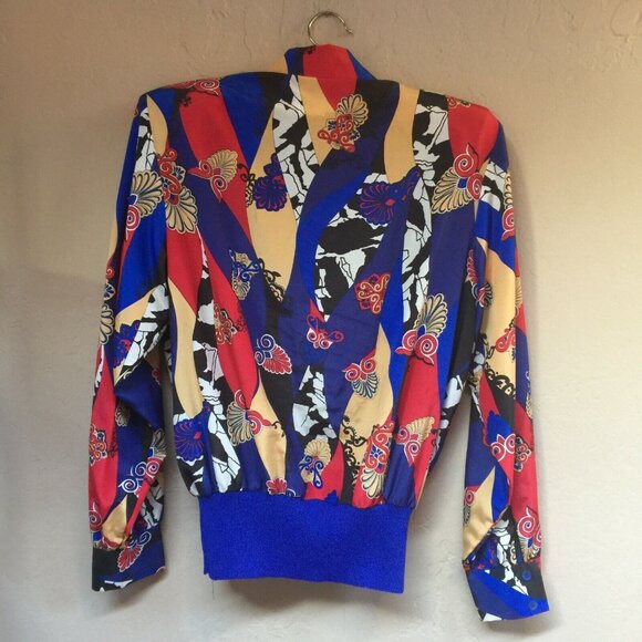 Vintage Castleberry Club Gump's Womens Size 12 V-Neck Owl Blouse Long Sleeve USA - Picture 2 of 10